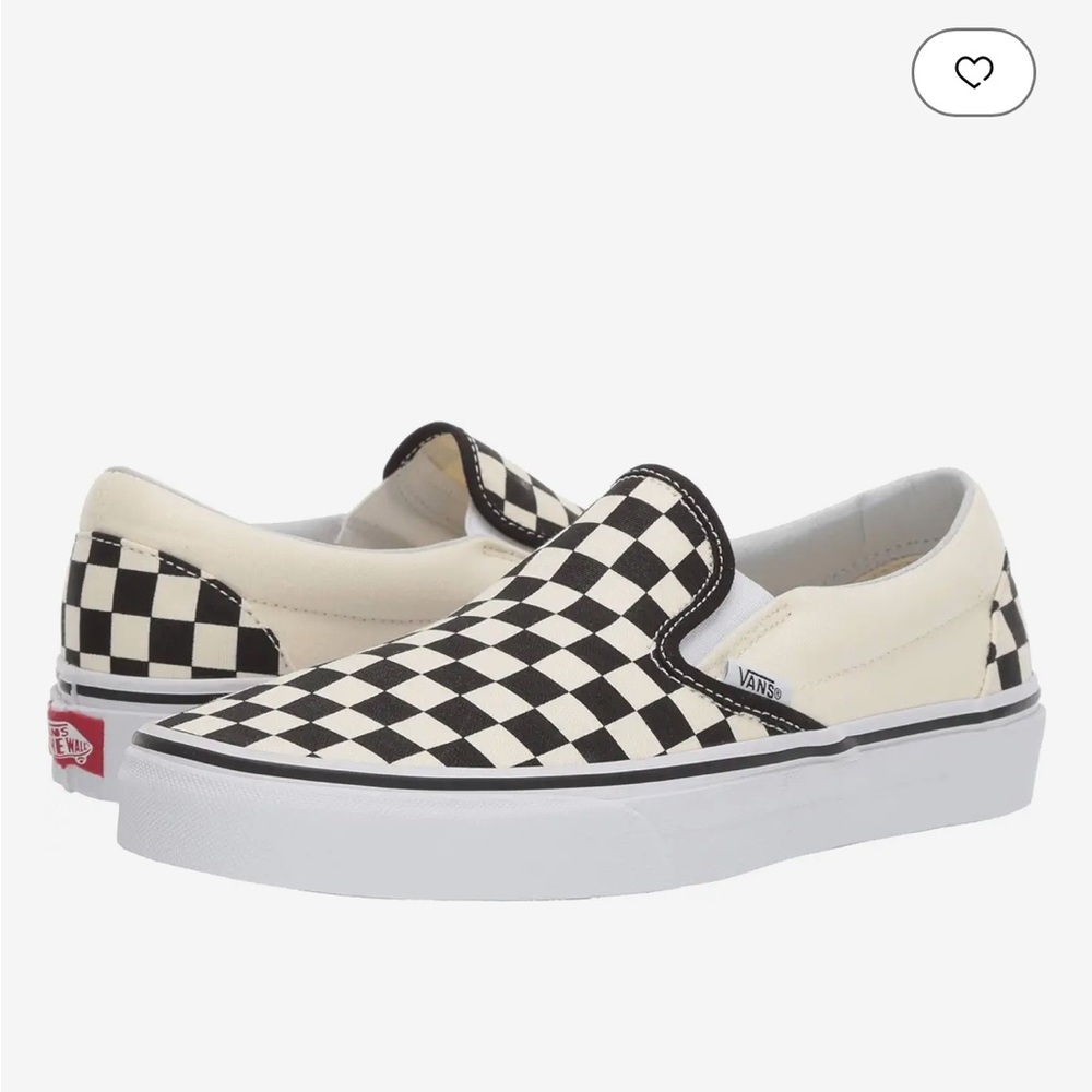 Vans Checkerboard Slip-Ons Women’s Size 11/Mens 9.5 cream, black, white